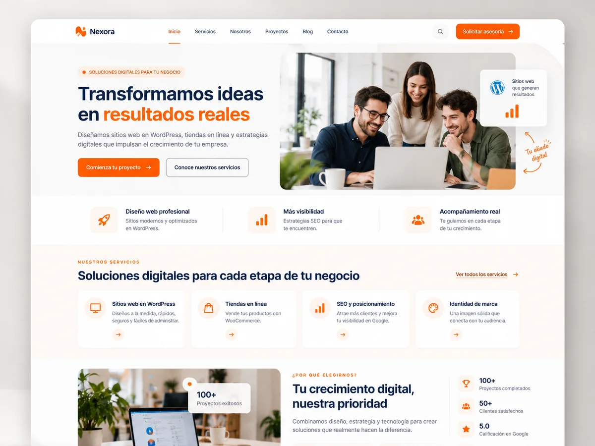 Interfaz de una solución WordPress